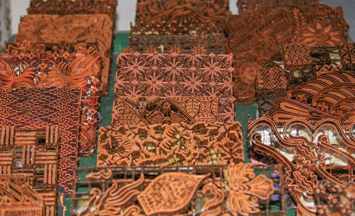 Close-up of spices for sale at market stall