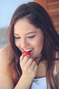 Close-up of beautiful young woman