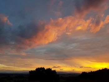 Scenic view of dramatic sky during sunset