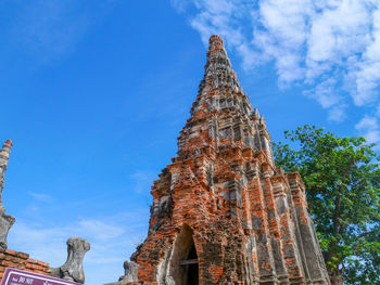 Low angle view of temple building against sky