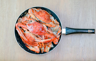 High angle view of food on table