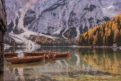 Scenic view of lake against mountain range