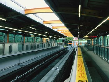 Illuminated railroad station