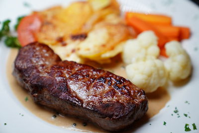 Close-up of meat in plate