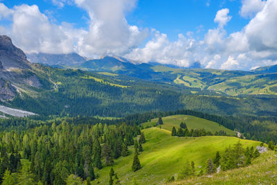 Beautiful view of forests and hills in the alps