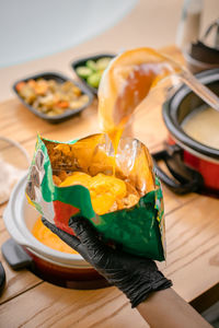 Close-up of food on table