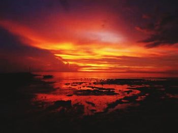 Scenic view of sea at sunset