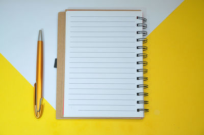 High angle view of pen on table