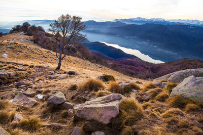 Scenic view of mountains against sky