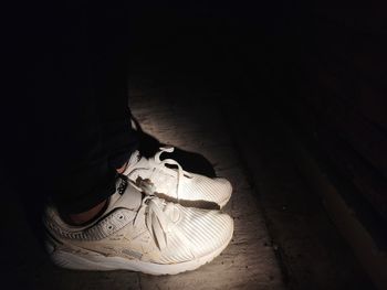 High angle view of shoes on floor