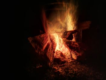 Close-up of bonfire at night