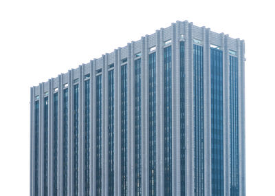 Low angle view of modern building against clear sky