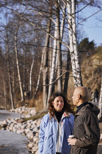 Couple standing and talking together