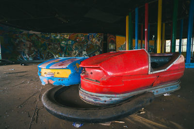 Close-up of abandoned car