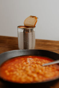 Close-up of food on table