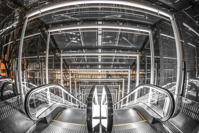 High angle view of escalator