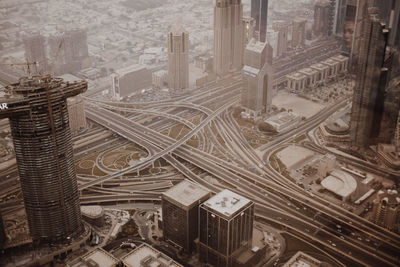 High angle view of buildings in city