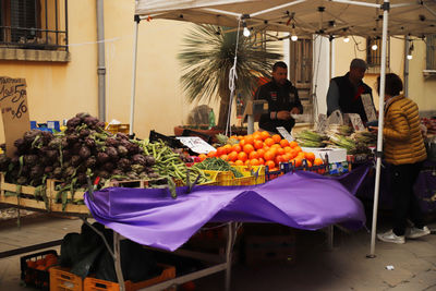 Various fruits for sale at market stall