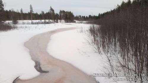 Scenic view of snow covered land