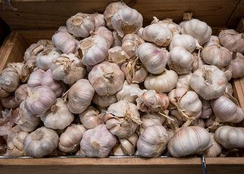 High angle view of vegetables for sale in market