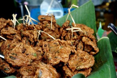 Close-up of meat in container