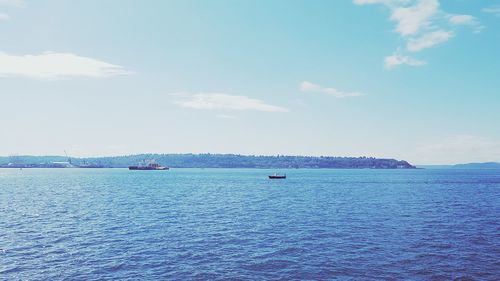 Boat sailing in sea