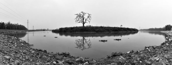 Scenic view of lake against clear sky