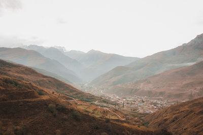 Scenic view of mountains against clear sky