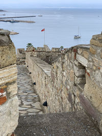 View of old fort against sky in cesme turkey 