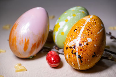 Close-up of eggs on table