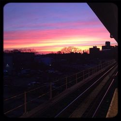 Railroad tracks at sunset