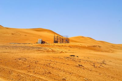 Scenic view of desert against clear sky