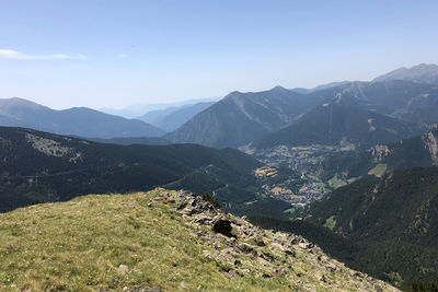 Scenic view of mountains against sky