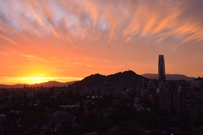 Silhouette buildings against sky during sunset