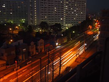 Light trails in city at night