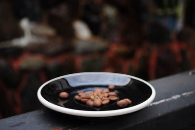 Close-up of soup in bowl on table