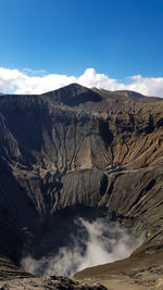 Scenic view of volcanic mountain against sky