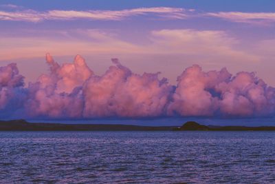 Scenic view of sea against cloudy sky