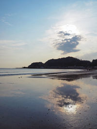 Scenic view of sea at sunset