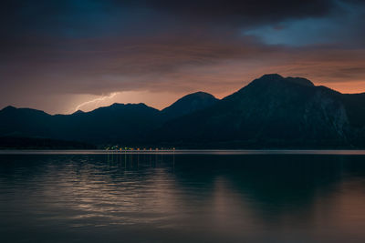 Scenic view of lake during sunset