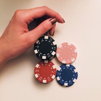 Close-up view of gambling chips
