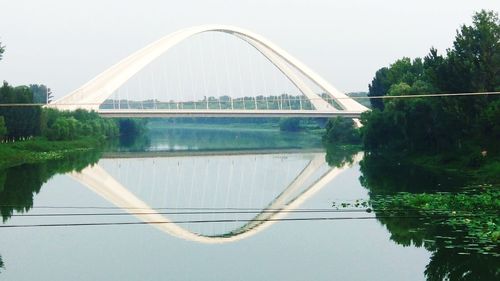 Bridge over river against clear sky