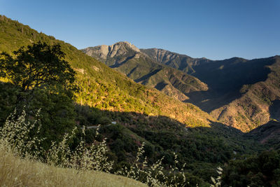 Scenic view of mountains against clear sky