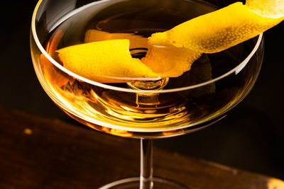 Close-up of drink in glass on table