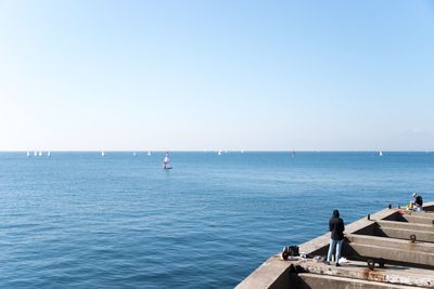 Scenic view of sea against clear sky