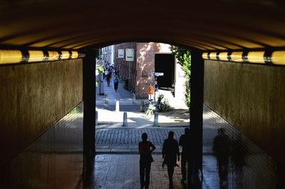 People walking in building