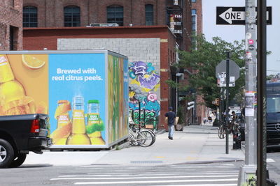 Road sign on city street