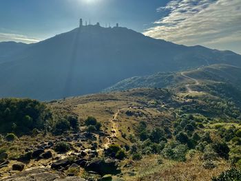 Scenic view of mountains against sky