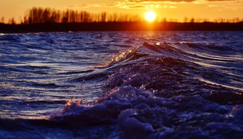 Sunset at the baltic sea in rewa poland