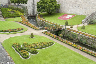 High angle view of park in garden